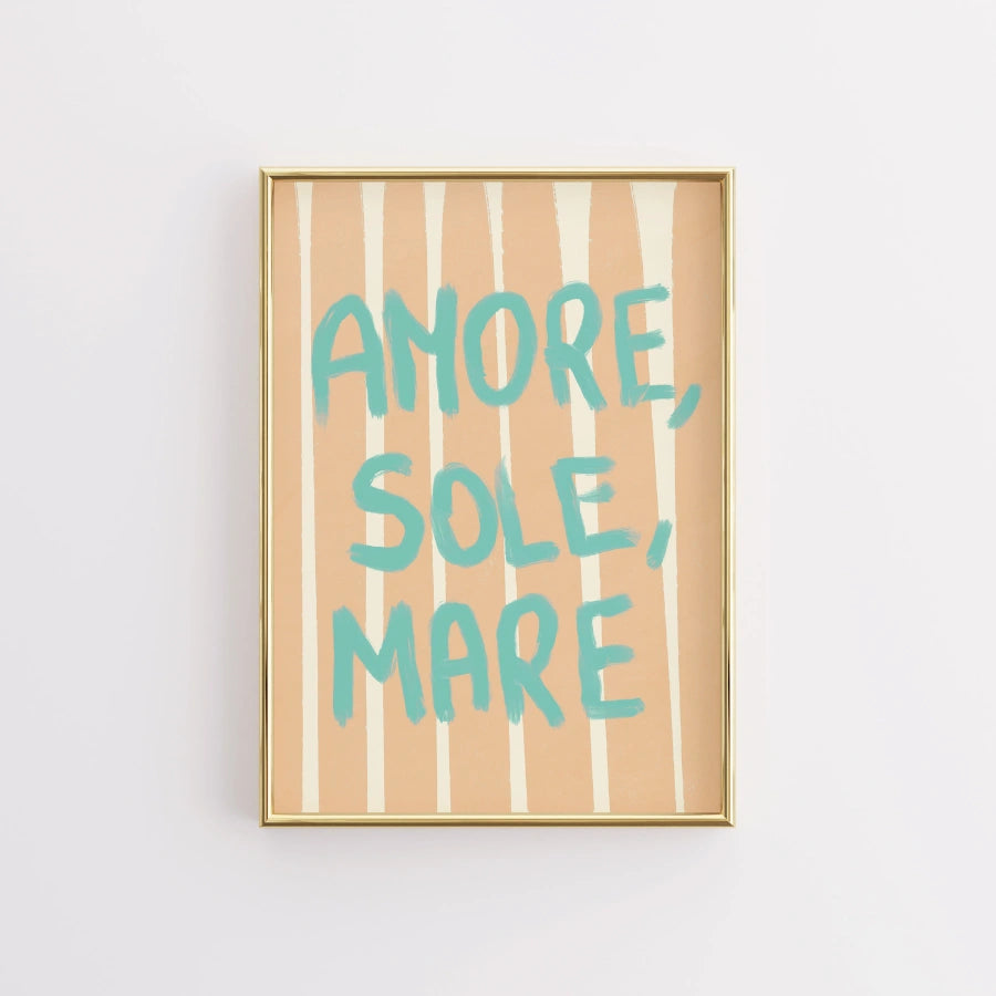 Amore Sole Mare Wall Art - Stampa con citazione dell'estate italiana
