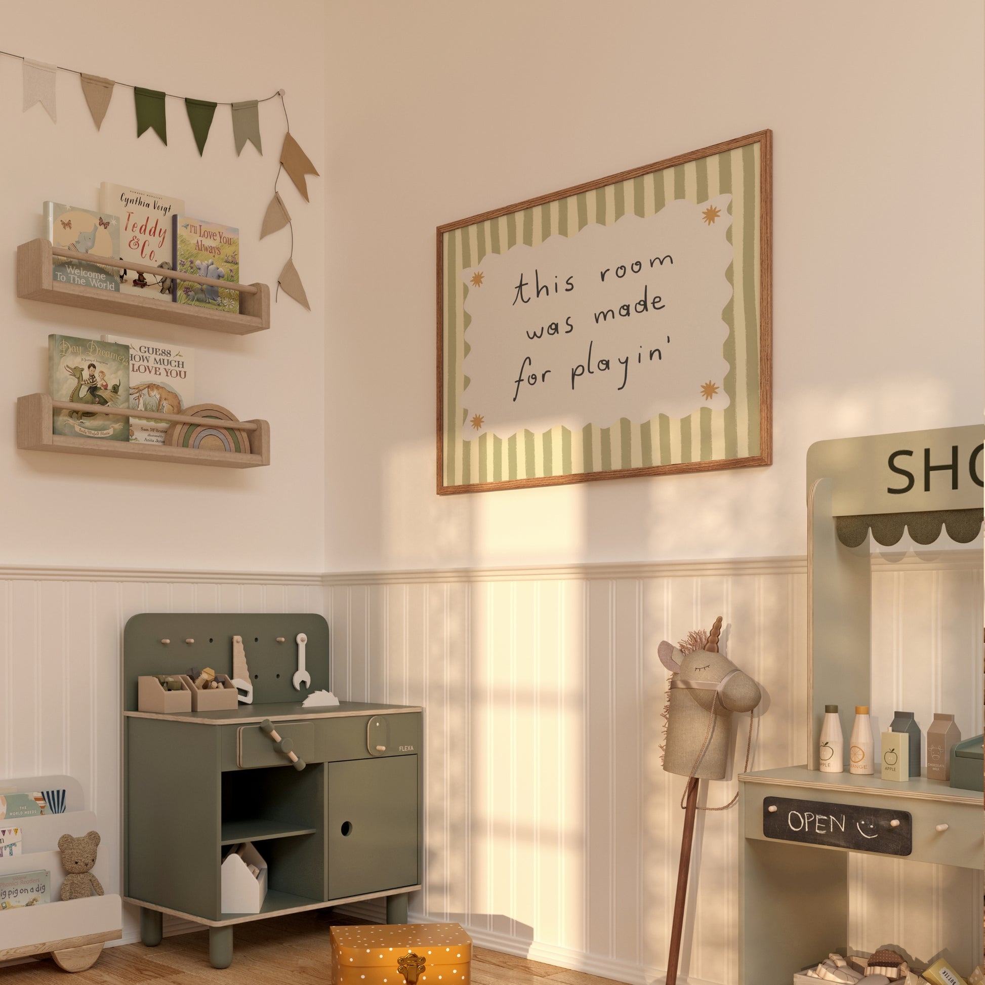 Poster vintage a righe per la cameretta dei bambini