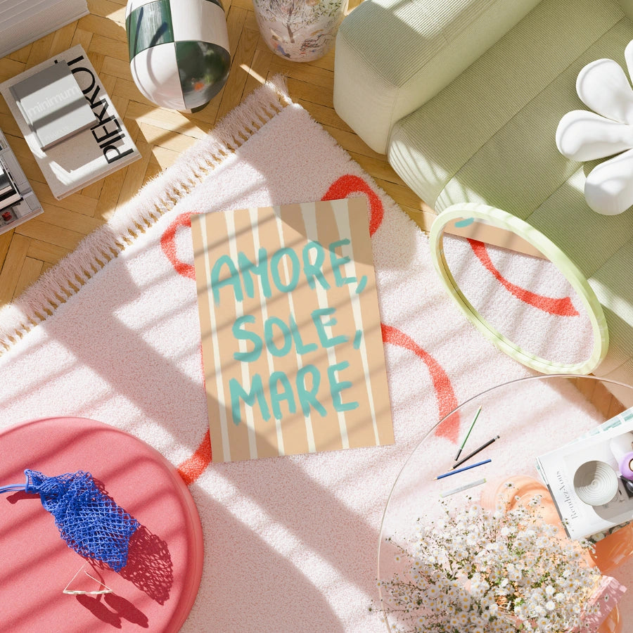 Amore Sole Mare Wall Art - Stampa con citazione dell'estate italiana