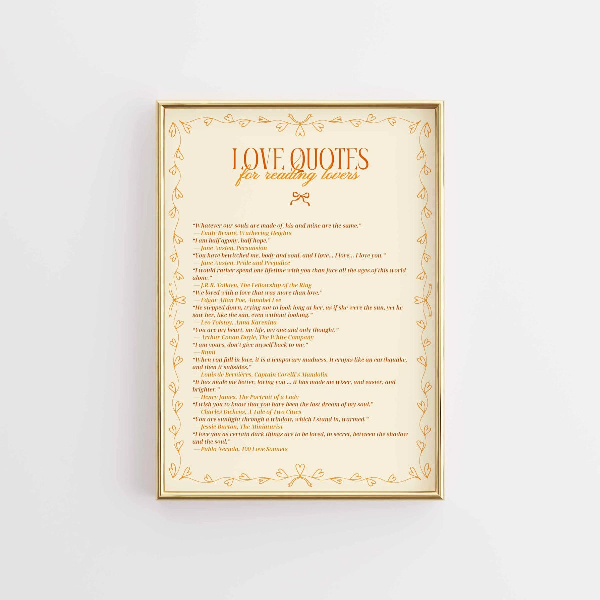 Stampa di citazioni d'amore - Arte murale letteraria romantica