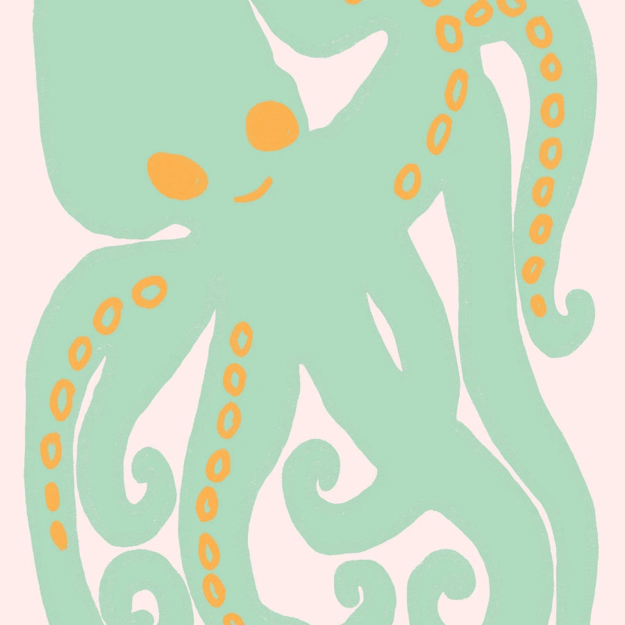 Arte murale di polpo - Graziosa stampa di vita marina