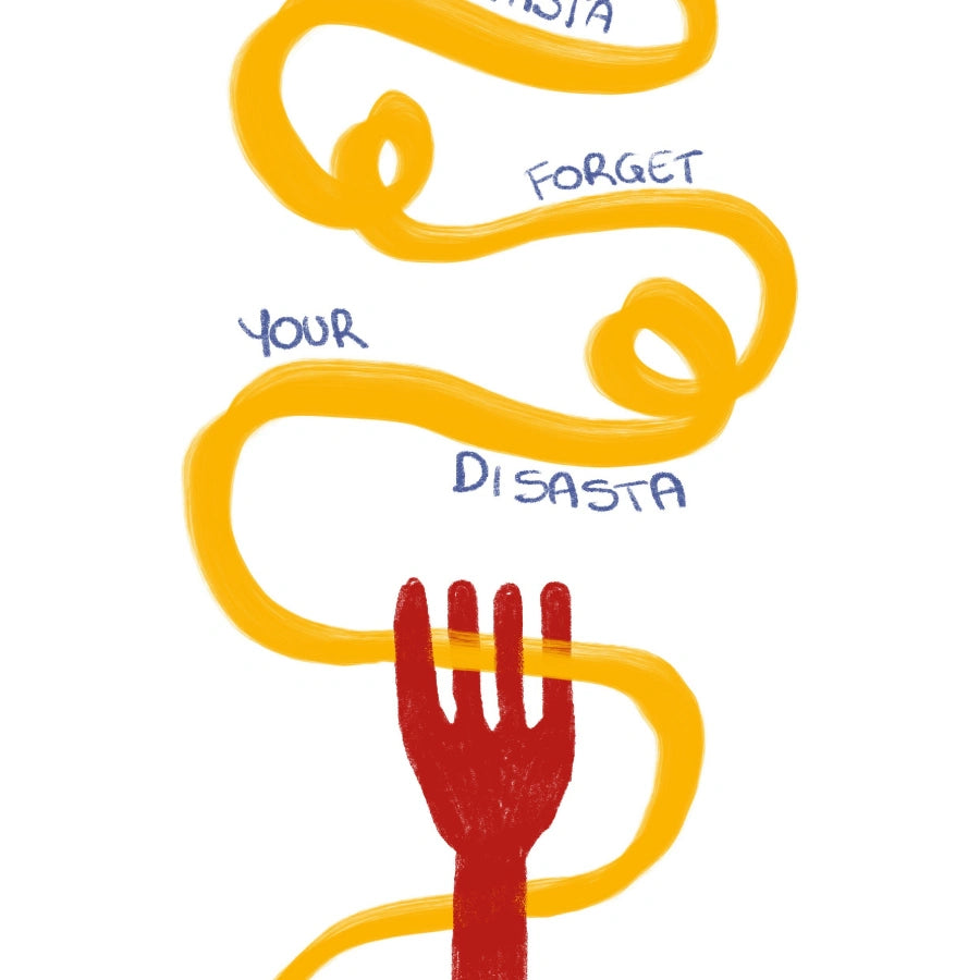 Divertente stampa murale sulla pasta: mangia pasta e dimentica la tua delusione