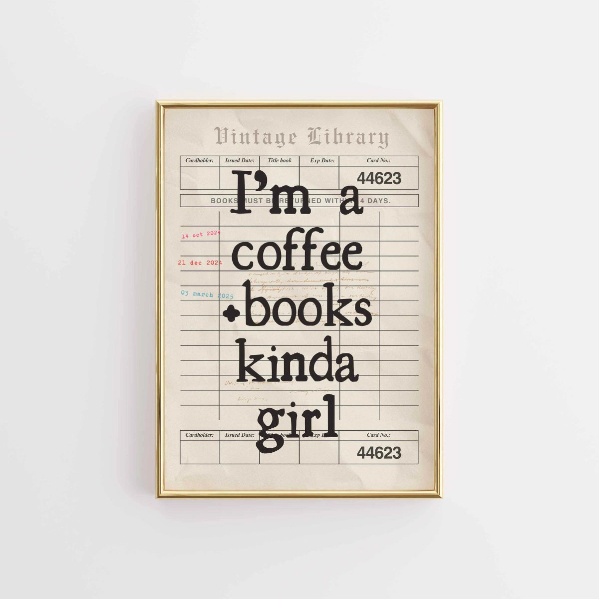 Stampa di ragazza con caffè e libri – Arte murale vintage da biblioteca