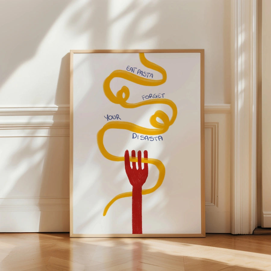 Divertente stampa murale sulla pasta: mangia pasta e dimentica la tua delusione