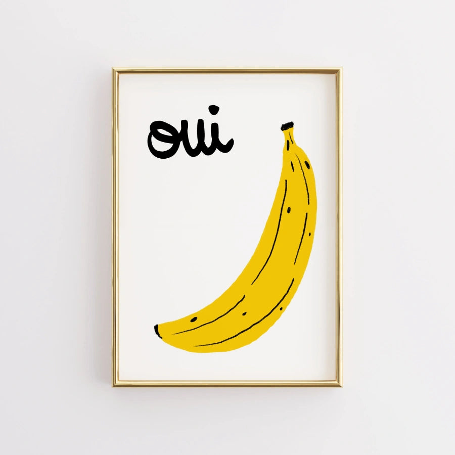 Oui Banana Wall Art – Stampa divertente della cucina francese