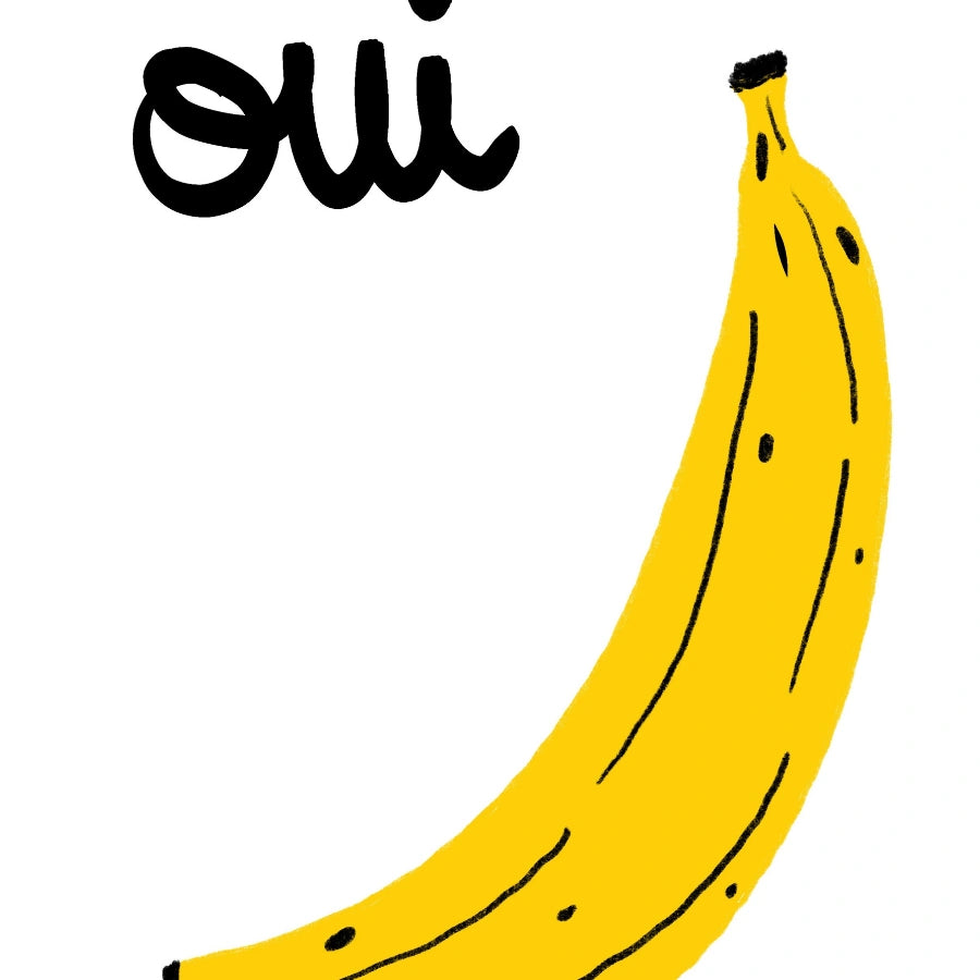 Oui Banana Wall Art – Stampa divertente della cucina francese