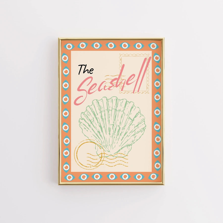 The Seashell Wall Art - Stampa costiera preppy