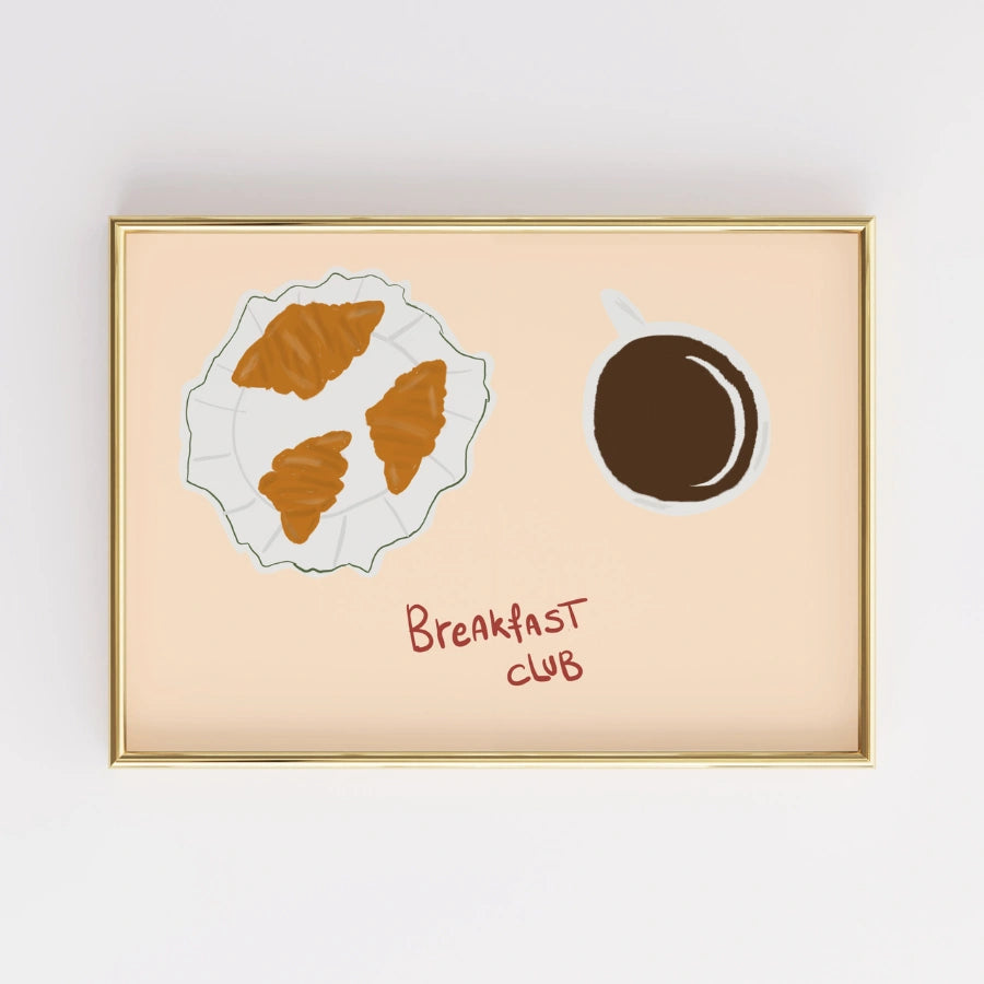 Decorazione murale da cucina Breakfast Club – Stampa di caffè e croissant