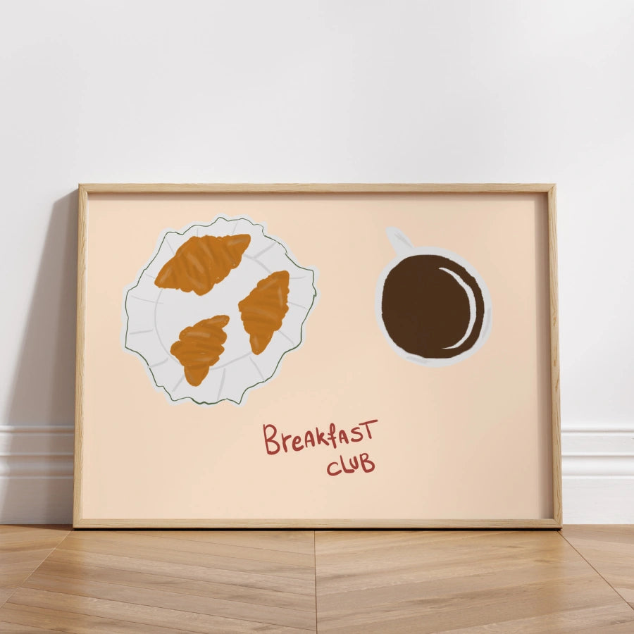 Decorazione murale da cucina Breakfast Club – Stampa di caffè e croissant