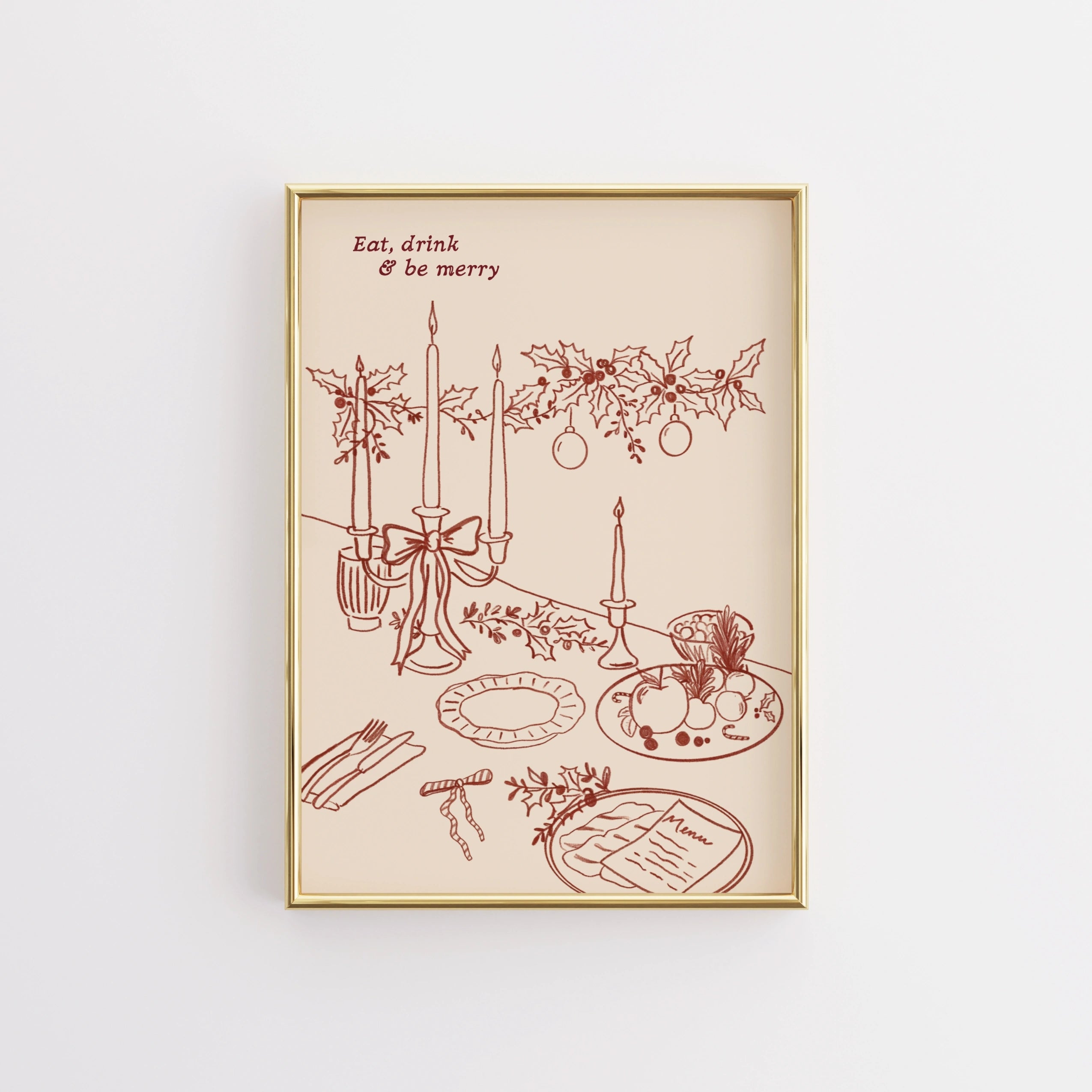 Decorazioni per la tavola delle feste disegnate a mano