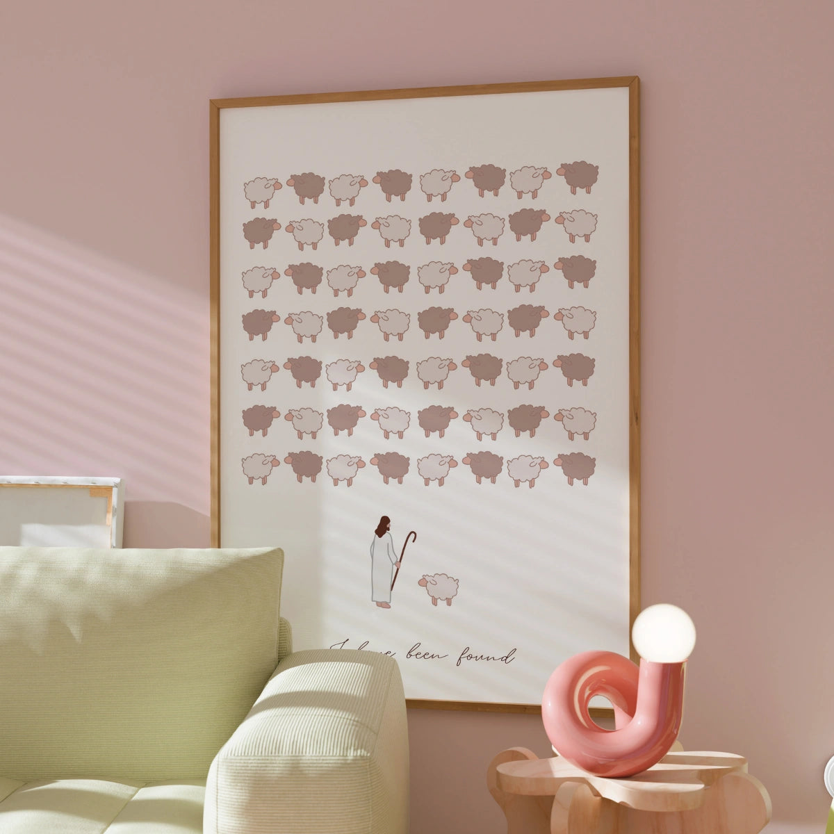 Stampa "Sono stato trovato" - Versetto biblico della pecora smarrita - Arte murale