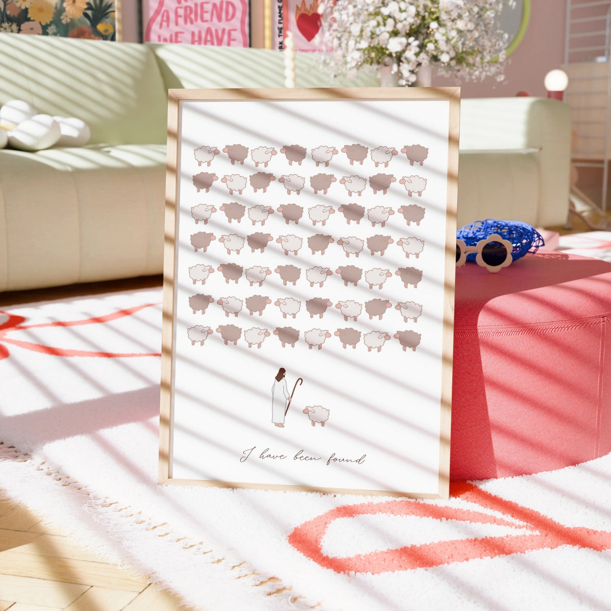 Stampa "Sono stato trovato" - Versetto biblico della pecora smarrita - Arte murale