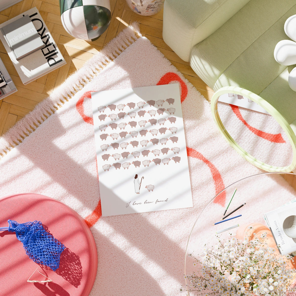 Stampa "Sono stato trovato" - Versetto biblico della pecora smarrita - Arte murale