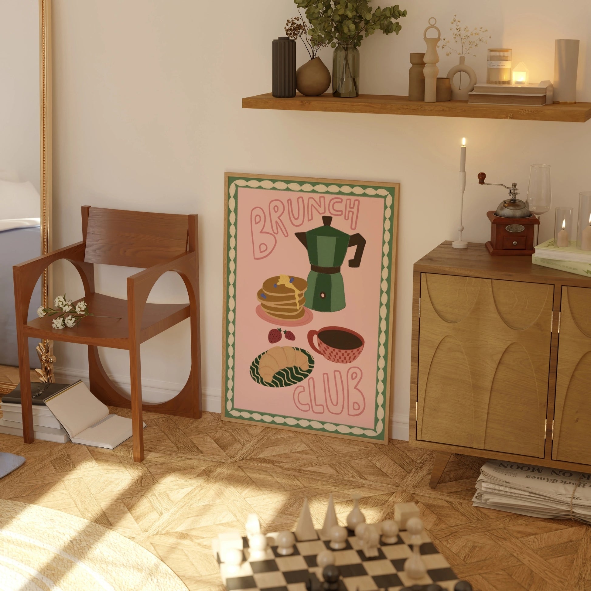 Decorazione murale per la tavola da pranzo italiana – Stampa di pasta, vino e cucina