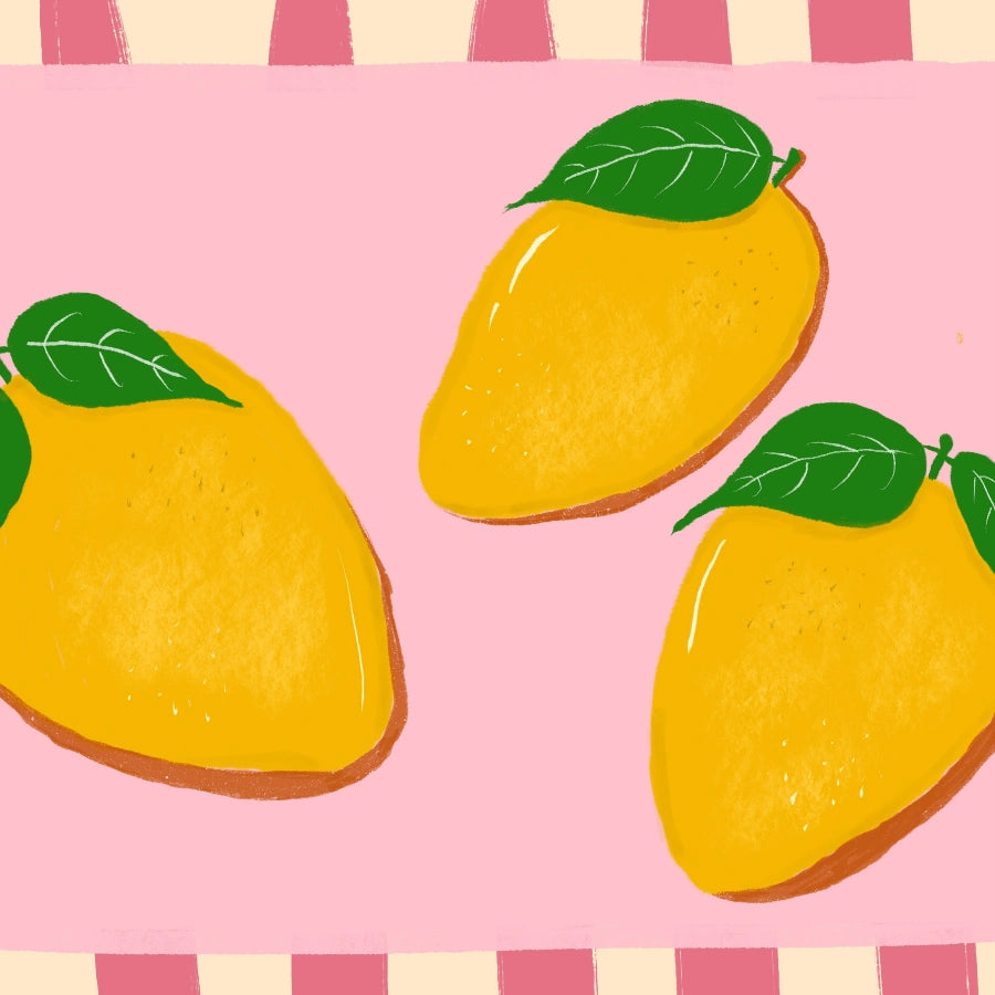 Stampa da cucina con mango – Arte murale tropicale colorata