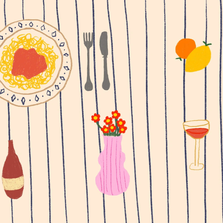 Decorazione murale per la tavola da pranzo italiana – Stampa di pasta, vino e cucina