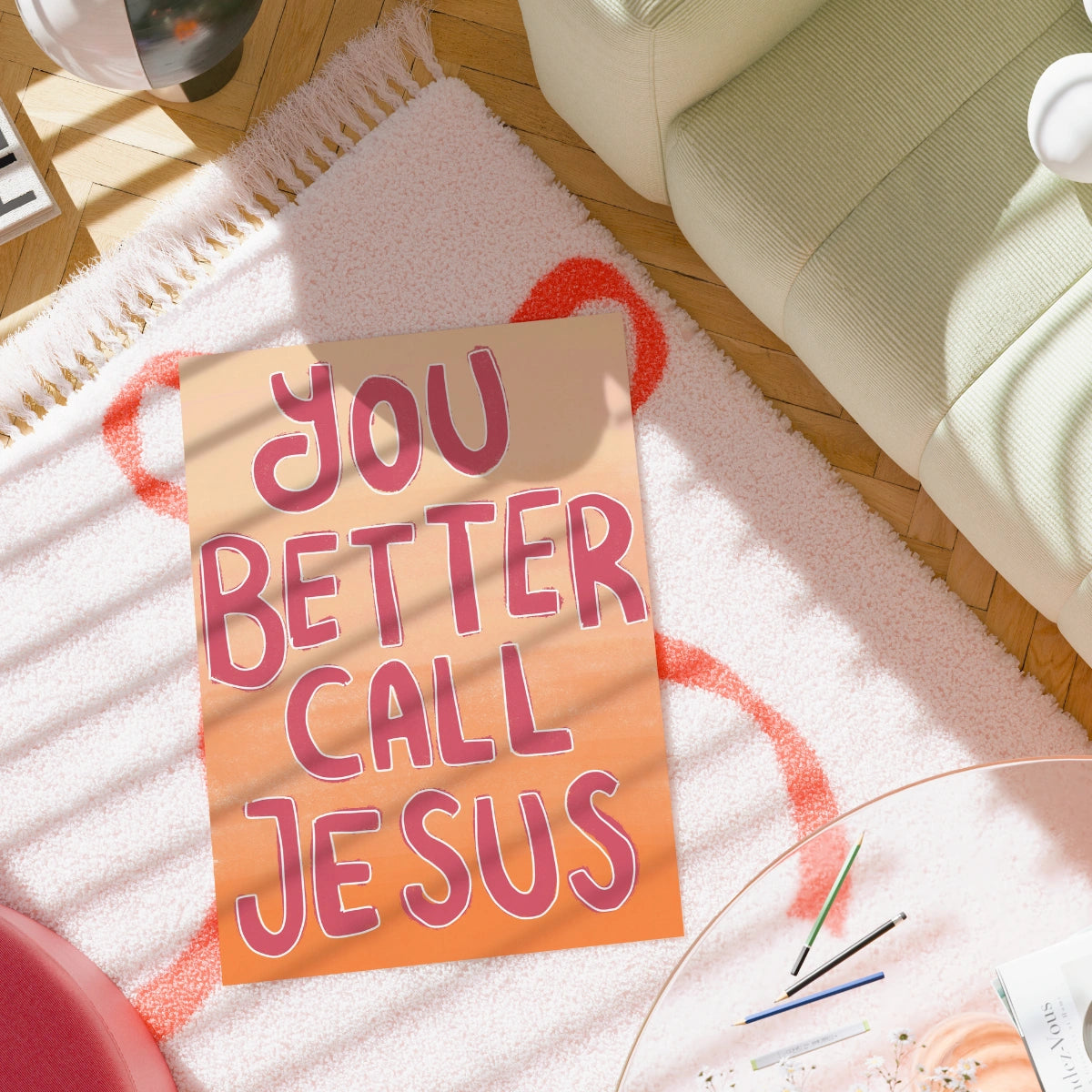 Stampa "You Better Call Jesus" - Divertente arte murale cristiana