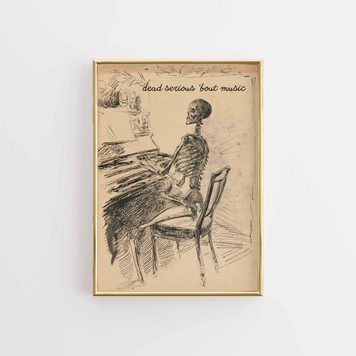 Stampa artistica di pianoforte scheletro - Decorazione di Halloween