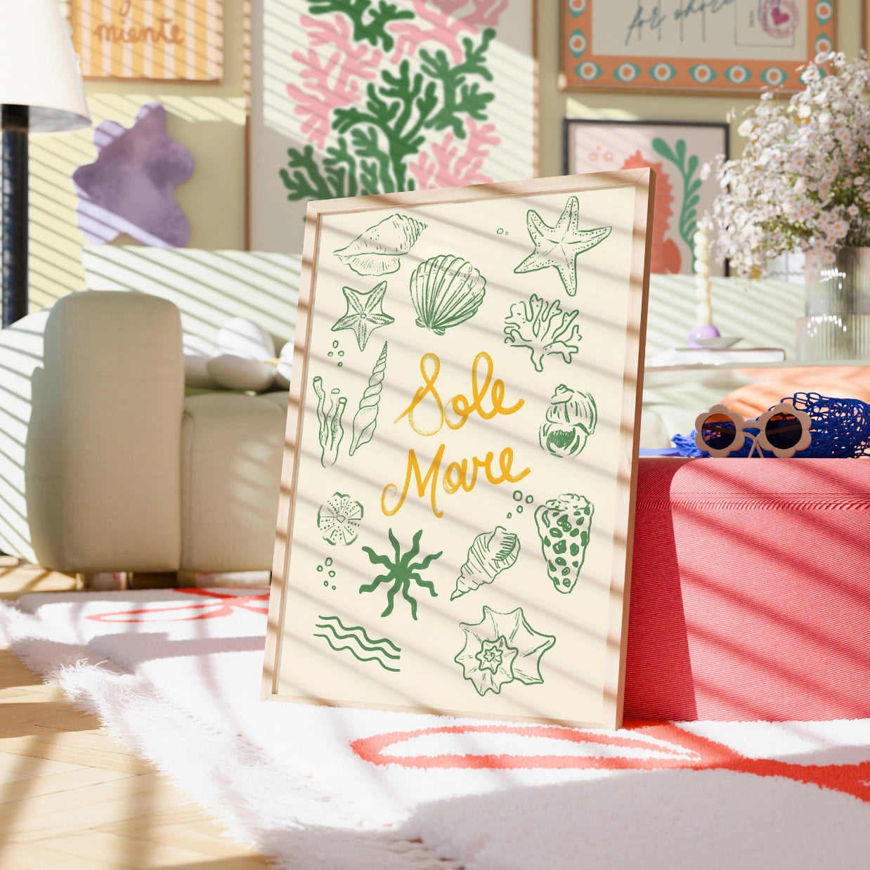 Stampa Sole Mare – Arte murale raffigurante la vita marina italiana