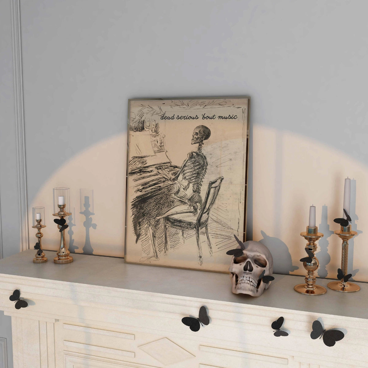 Stampa artistica di pianoforte scheletro - Decorazione di Halloween