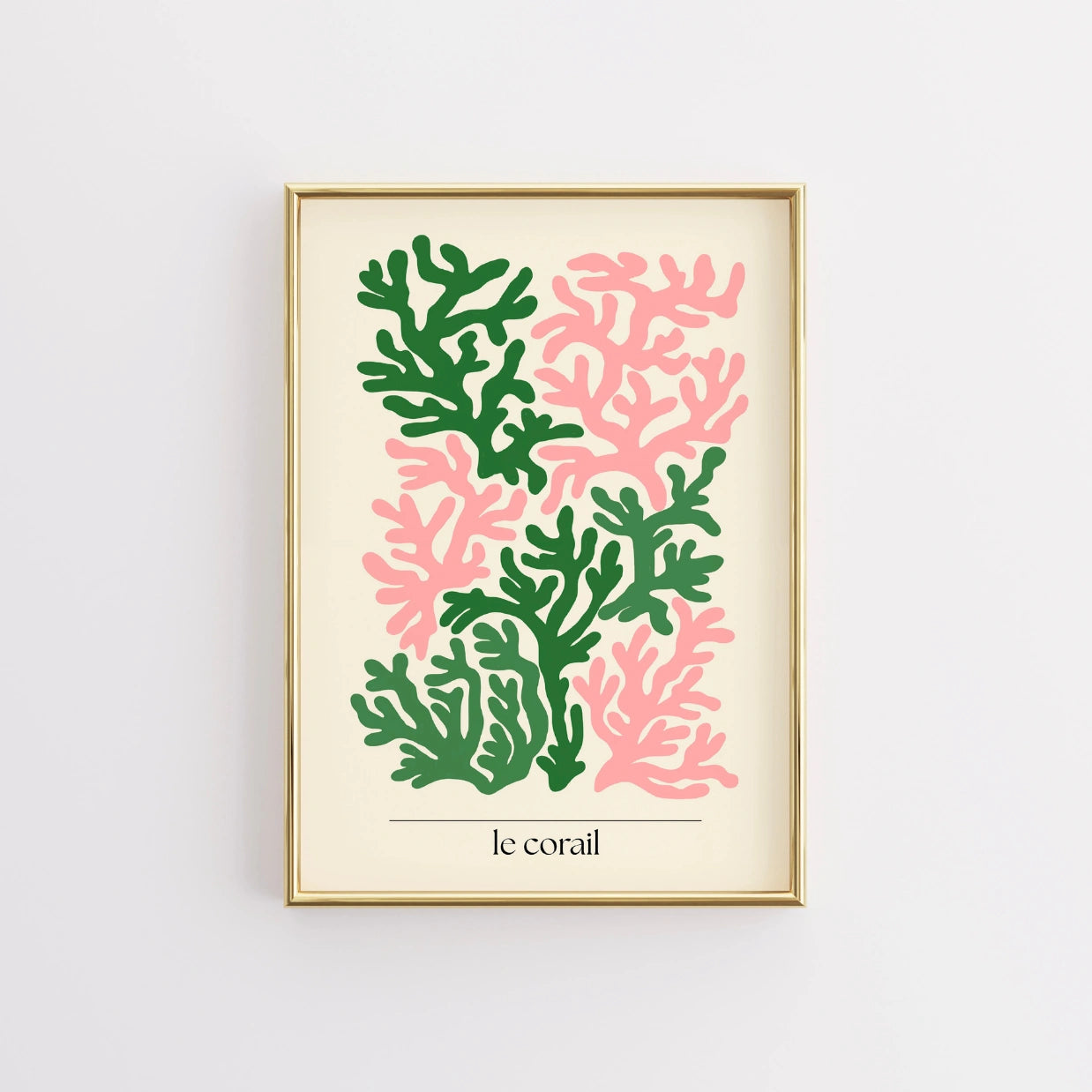 Stampa Le Corail – Moderna decorazione murale in corallo rosa e verde
