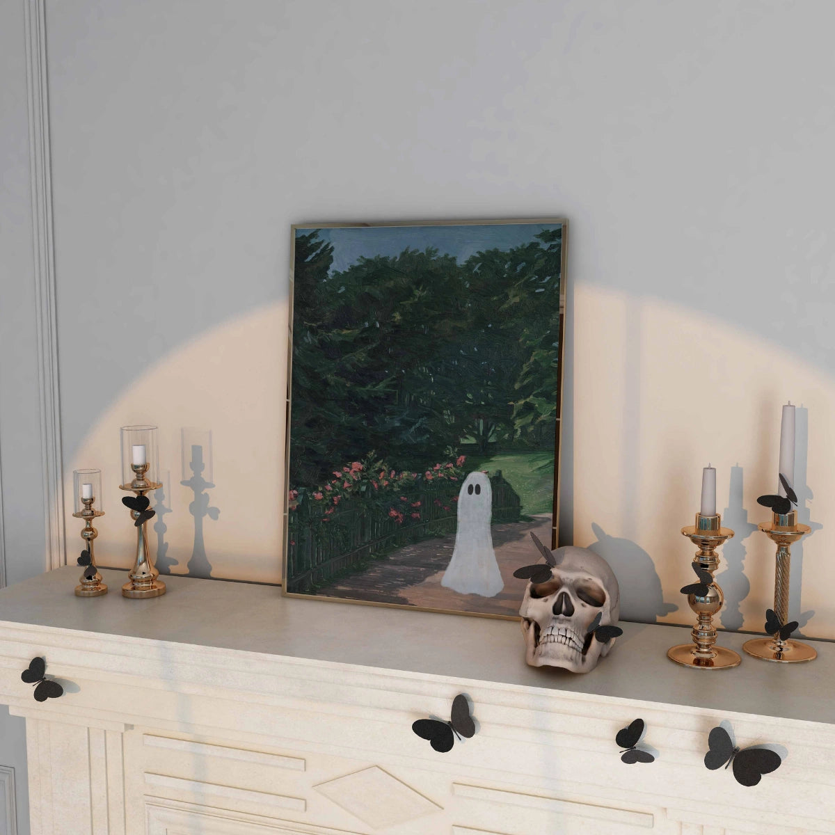 Stampa fantasma in giardino – Graziosa decorazione di Halloween