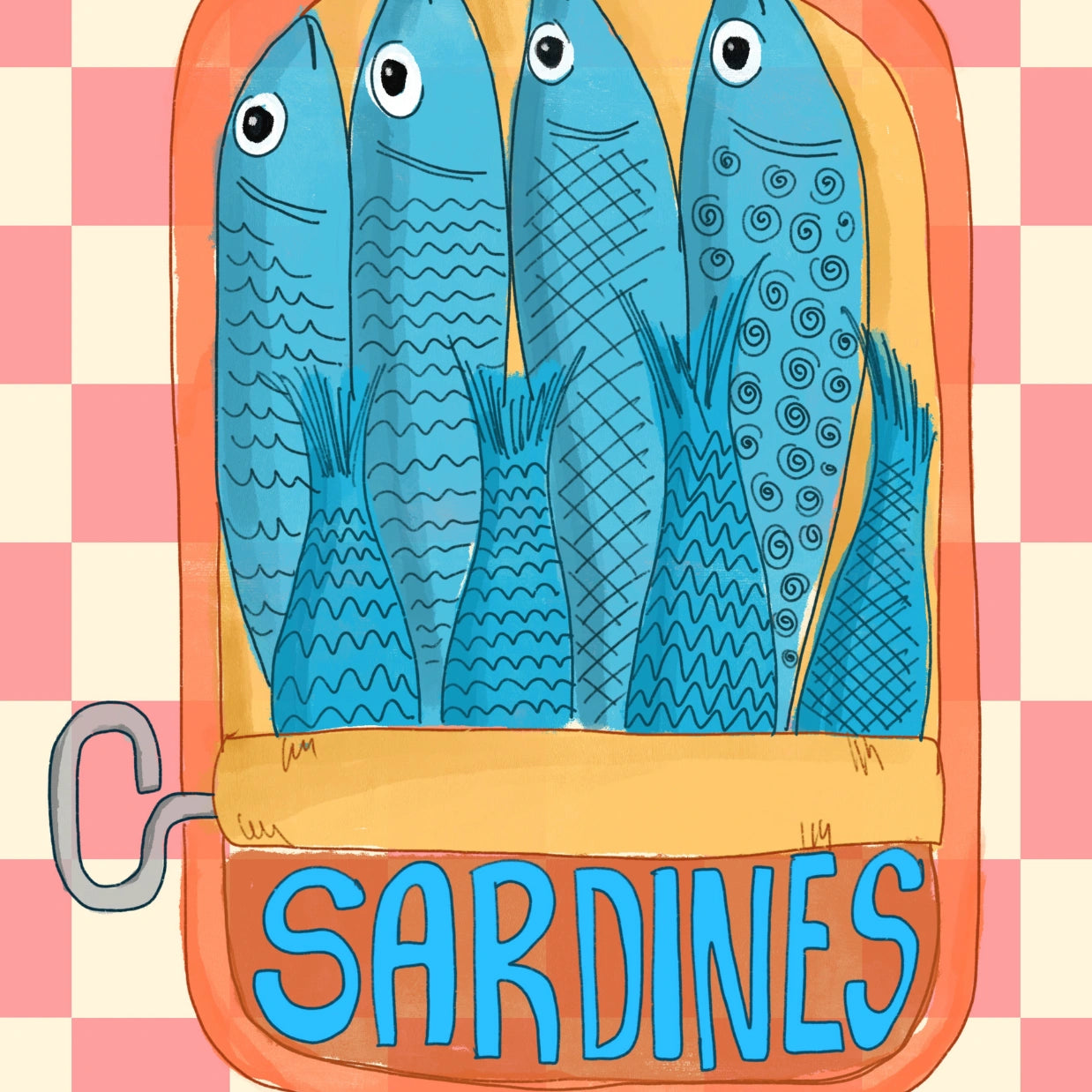 Poster di sardine – Stampa murale di pesci in stile pop art
