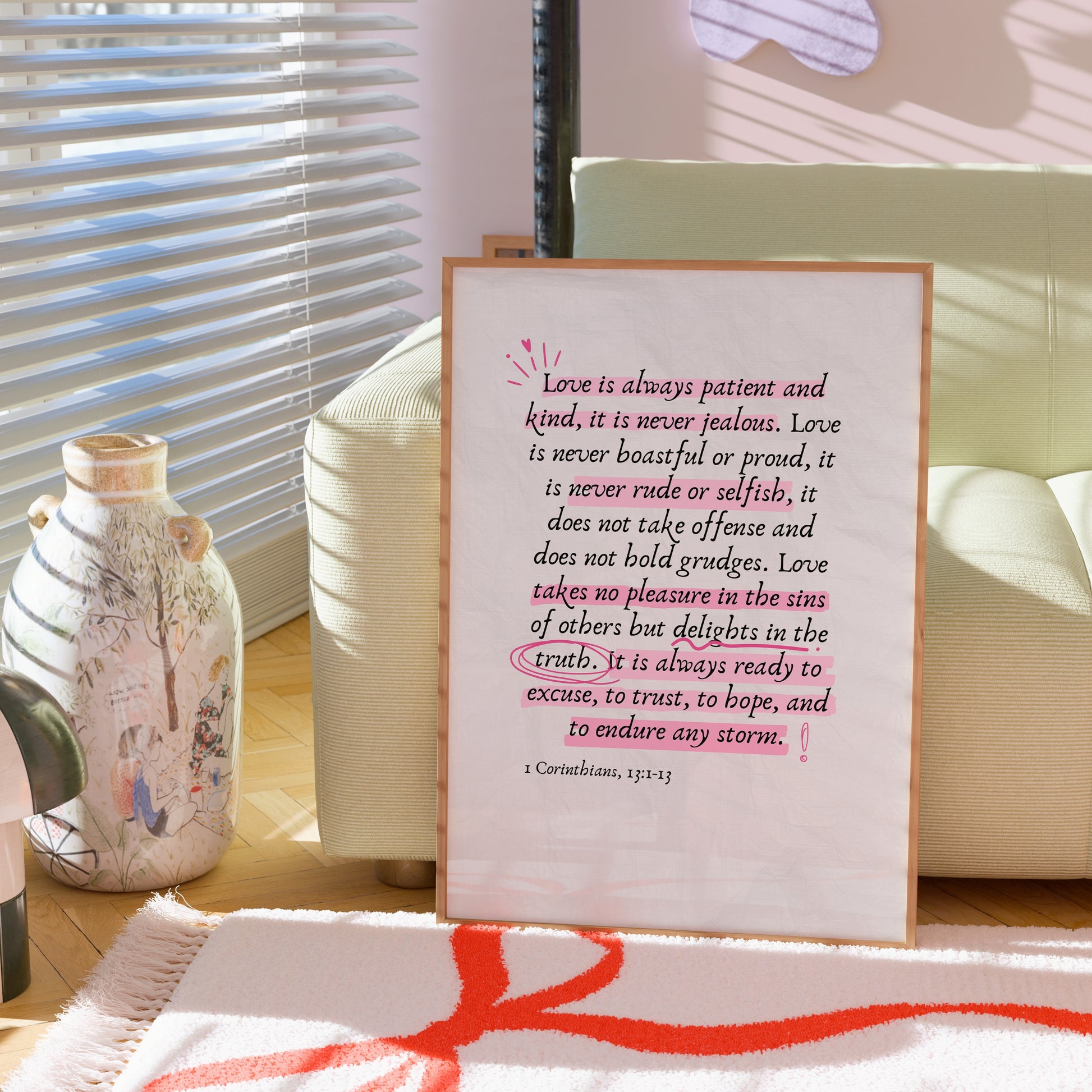 1 Corinzi 13 Wall Art – Stampa del versetto della Bibbia