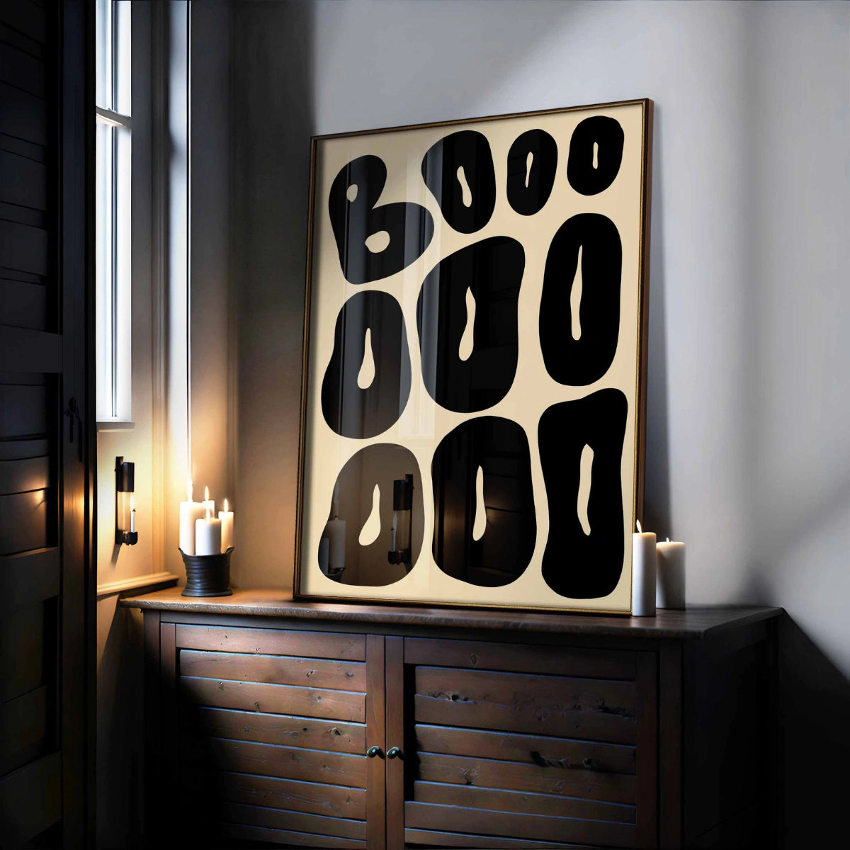 BOOOO Stampa di Halloween – Minimalista e spettrale