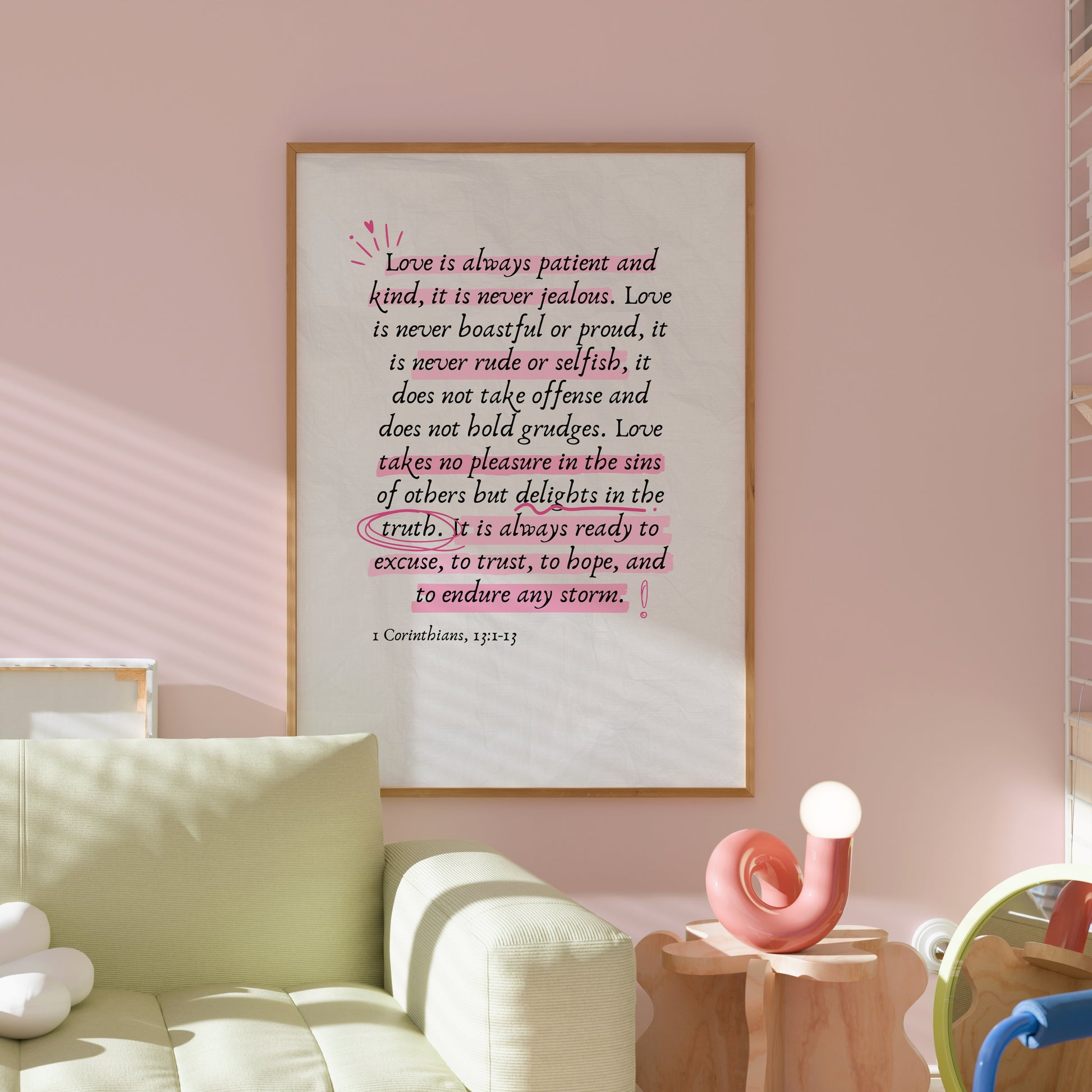 1 Corinzi 13 Wall Art – Stampa del versetto della Bibbia