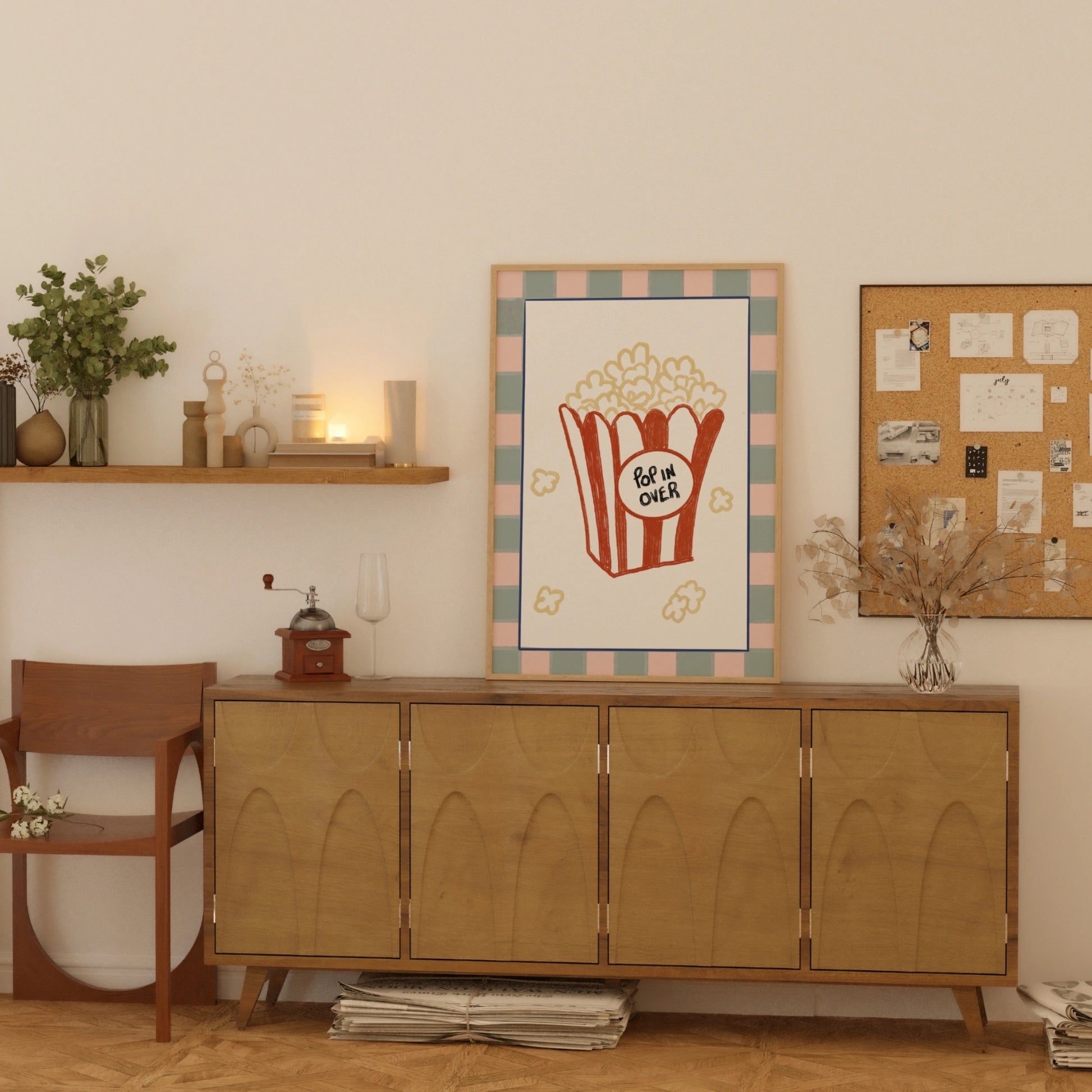 Decorazione murale per la tavola da pranzo italiana – Stampa di pasta, vino e cucina