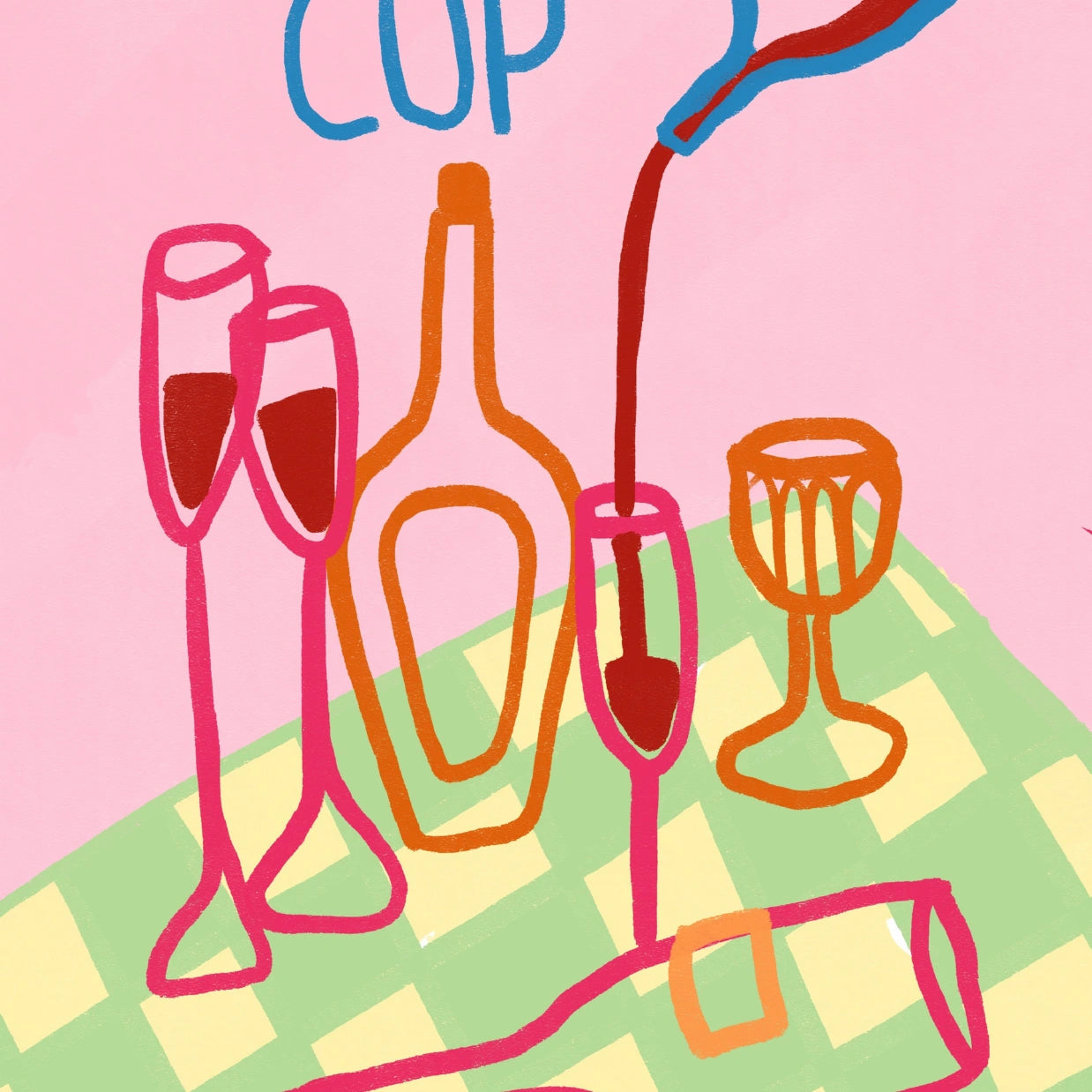 Stampa "Fill Your Cup" - Arte murale colorata per wine bar