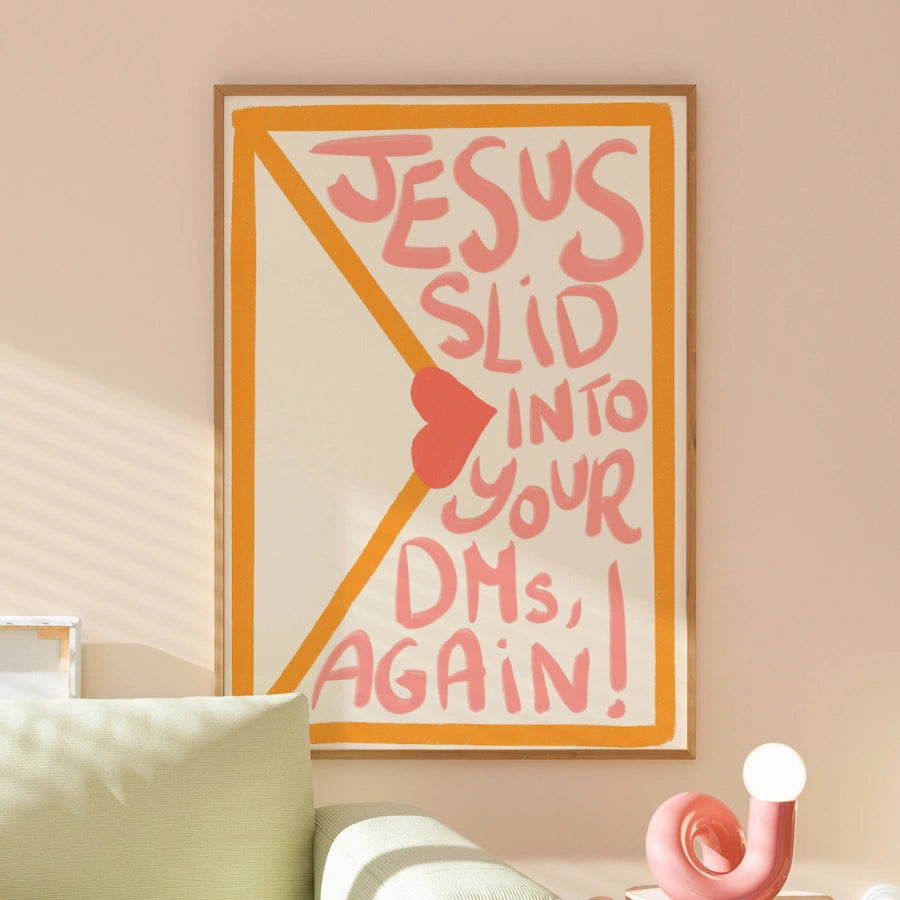 Gesù si è infilato nei tuoi messaggi privati ​​- Arte murale cristiana - Stampa divertente sulla fede
