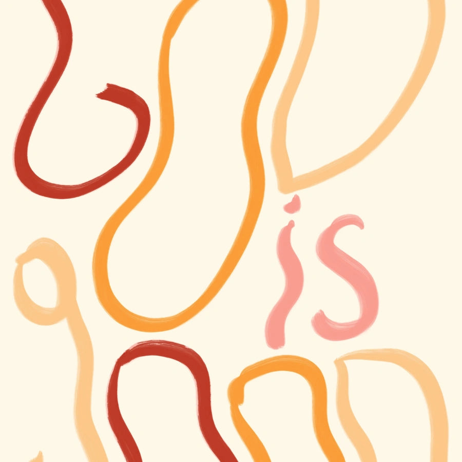 Dio è buono, arte murale cristiana – Stampa con citazione astratta della Bibbia