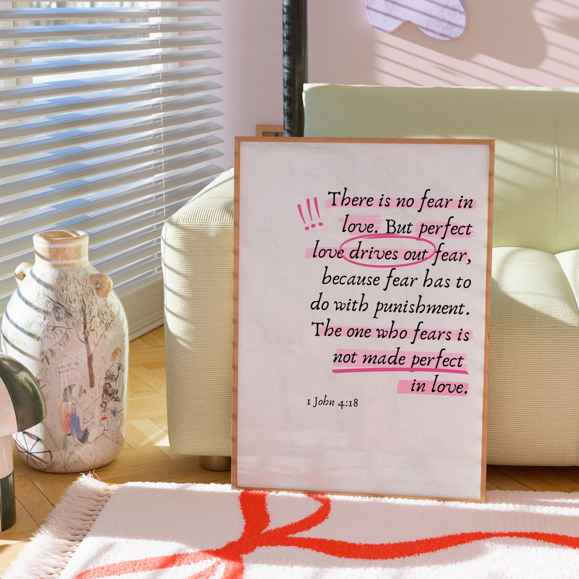 Stampa d'amore perfetto - Versetto della Bibbia 1 Giovanni 4:18 - Decorazione murale