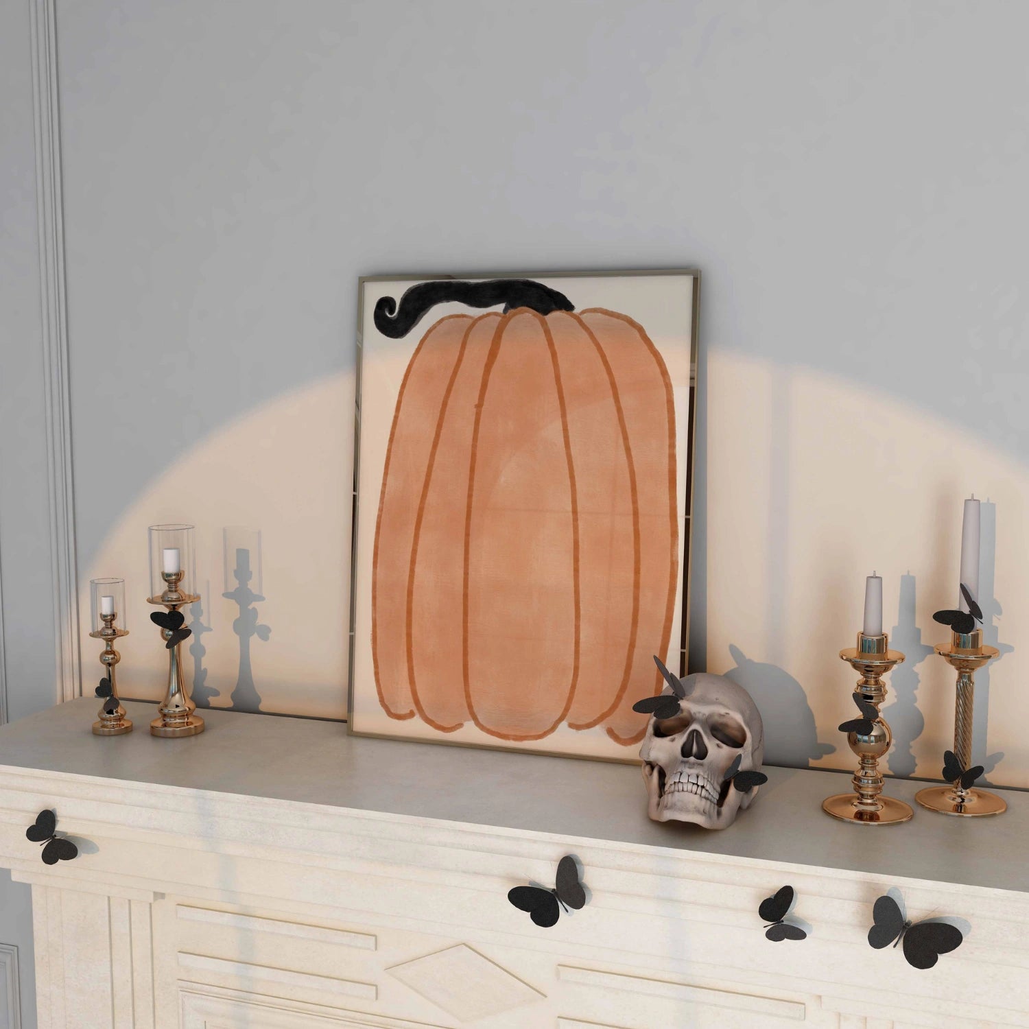 Arte murale di zucca - Stampa autunnale minimalista