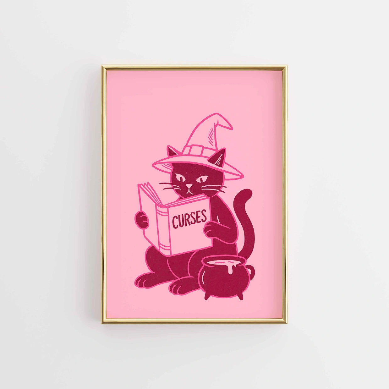 Gatto nero stregonesco – Graziosa stampa di Halloween