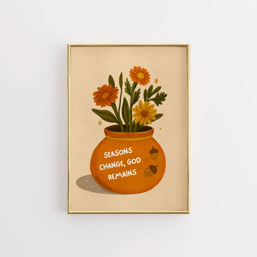 Le stagioni cambiano Dio rimane Wall Art - Opera d'arte ispirata alla fede con le Scritture