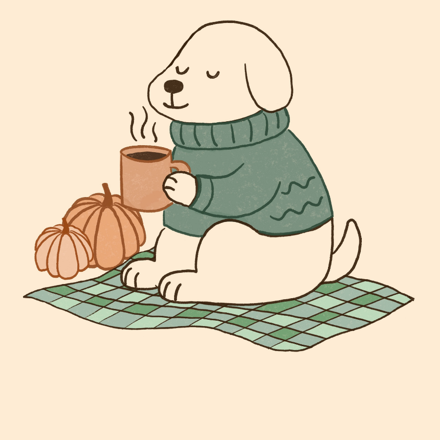 Cozy Dog Wall Art – Stampa di un cucciolo autunnale