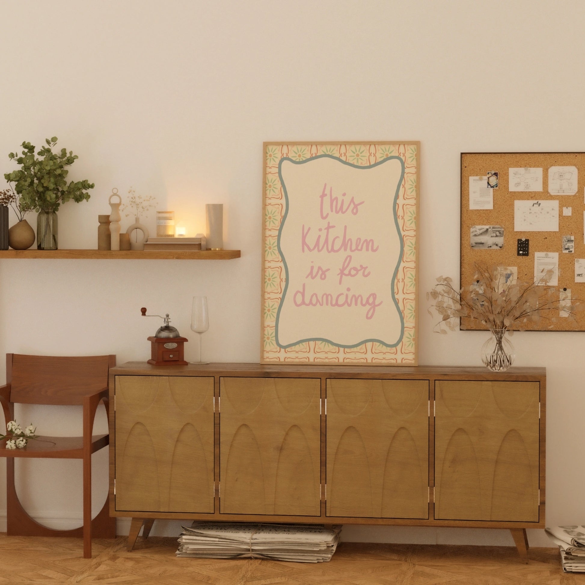 Decorazione murale per la tavola da pranzo italiana – Stampa di pasta, vino e cucina