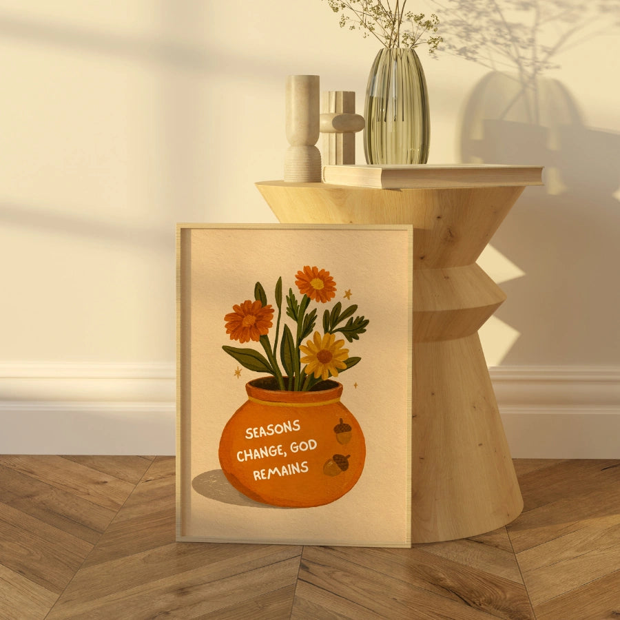 Le stagioni cambiano Dio rimane Wall Art - Opera d'arte ispirata alla fede con le Scritture
