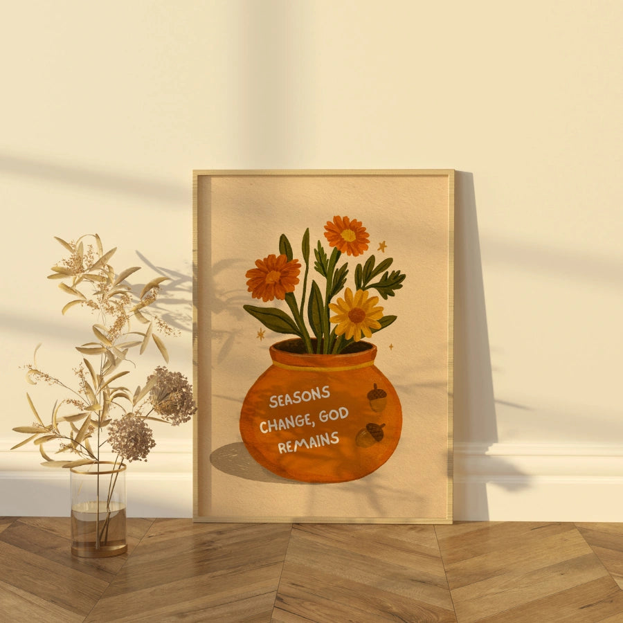 Le stagioni cambiano Dio rimane Wall Art - Opera d'arte ispirata alla fede con le Scritture