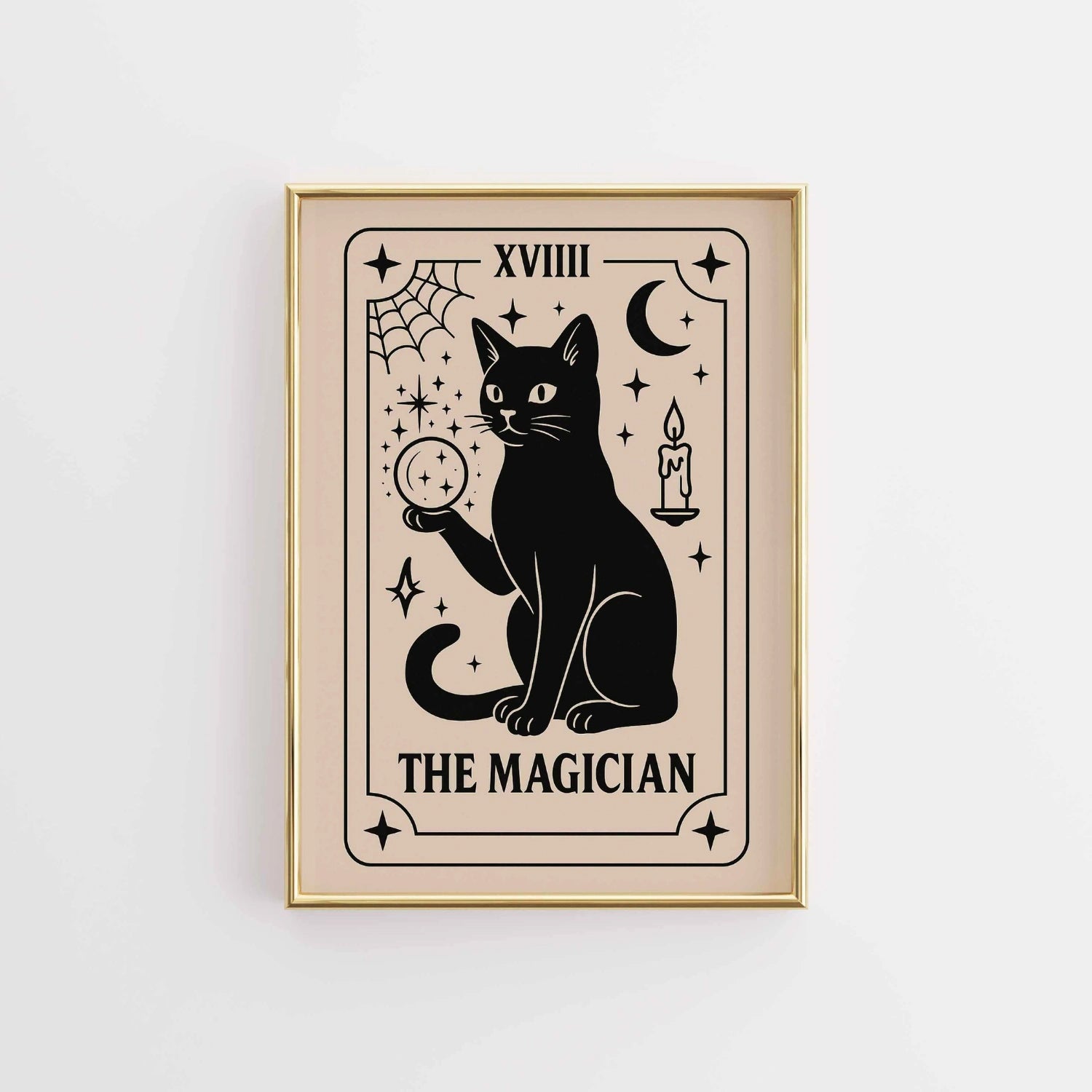 Stampa del gatto dei tarocchi del mago - Witchy Halloween