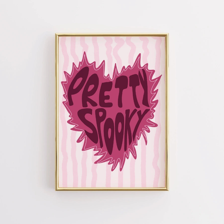 Stampa a forma di cuore per Halloween da ragazza: graziosa e spettrale decorazione murale rosa