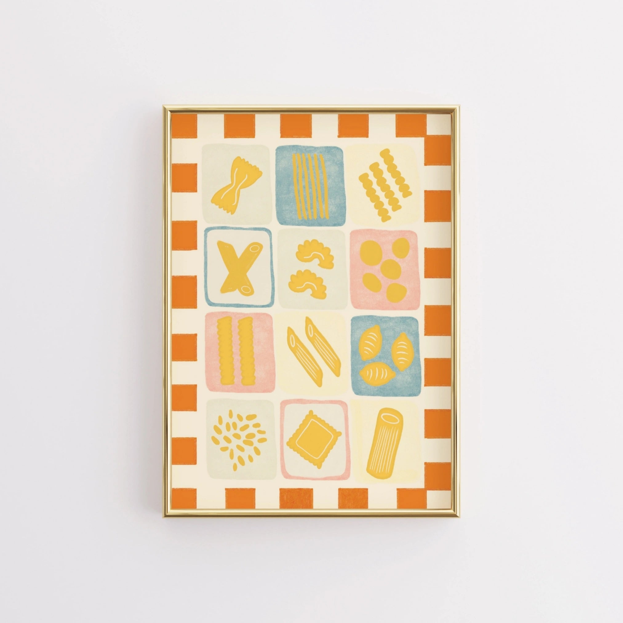 Decorazione murale per la tavola da pranzo italiana – Stampa di pasta, vino e cucina