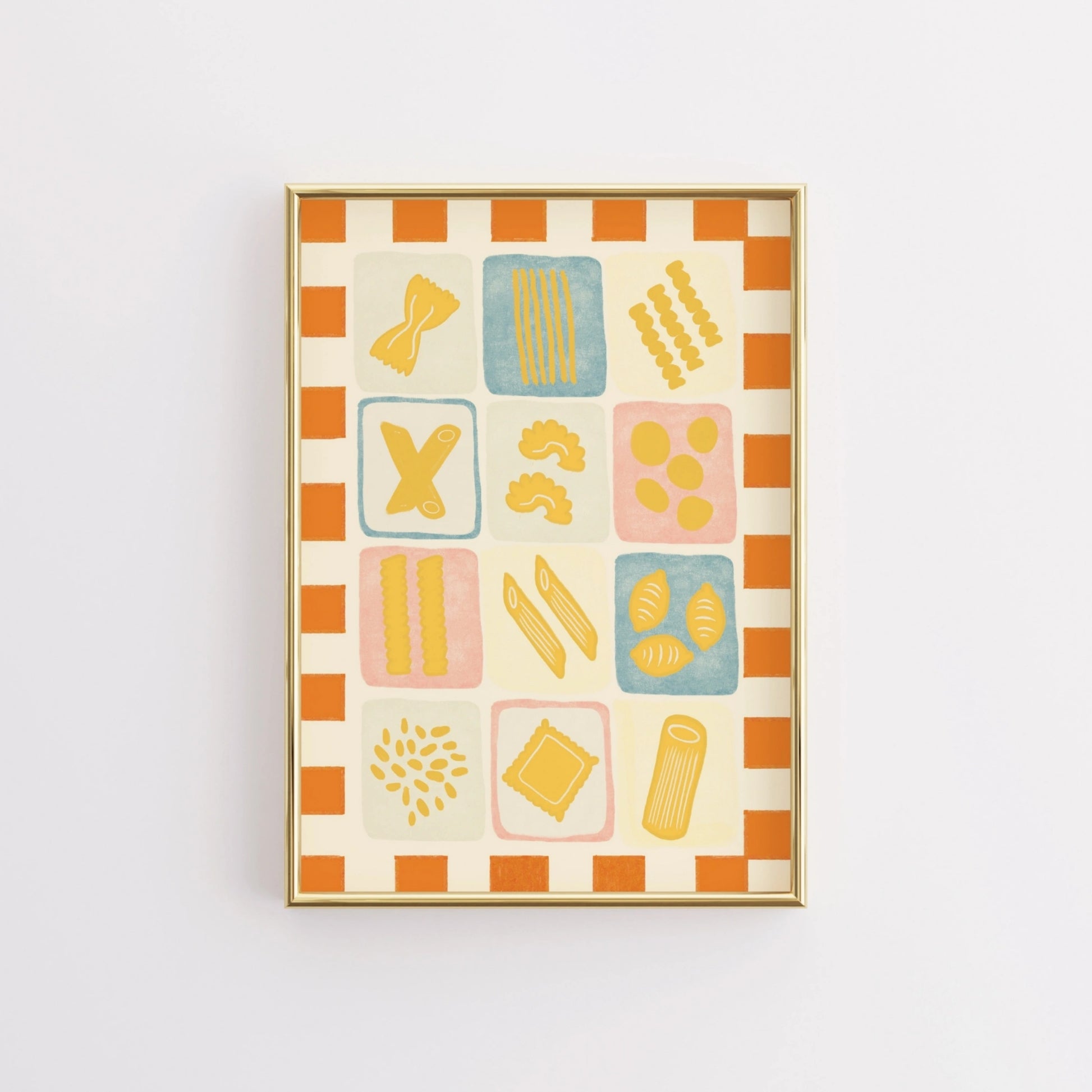 Decorazione murale per la tavola da pranzo italiana – Stampa di pasta, vino e cucina