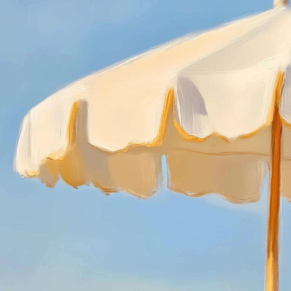 Decorazione murale con ombrellone da spiaggia – Stampa costiera minimalista