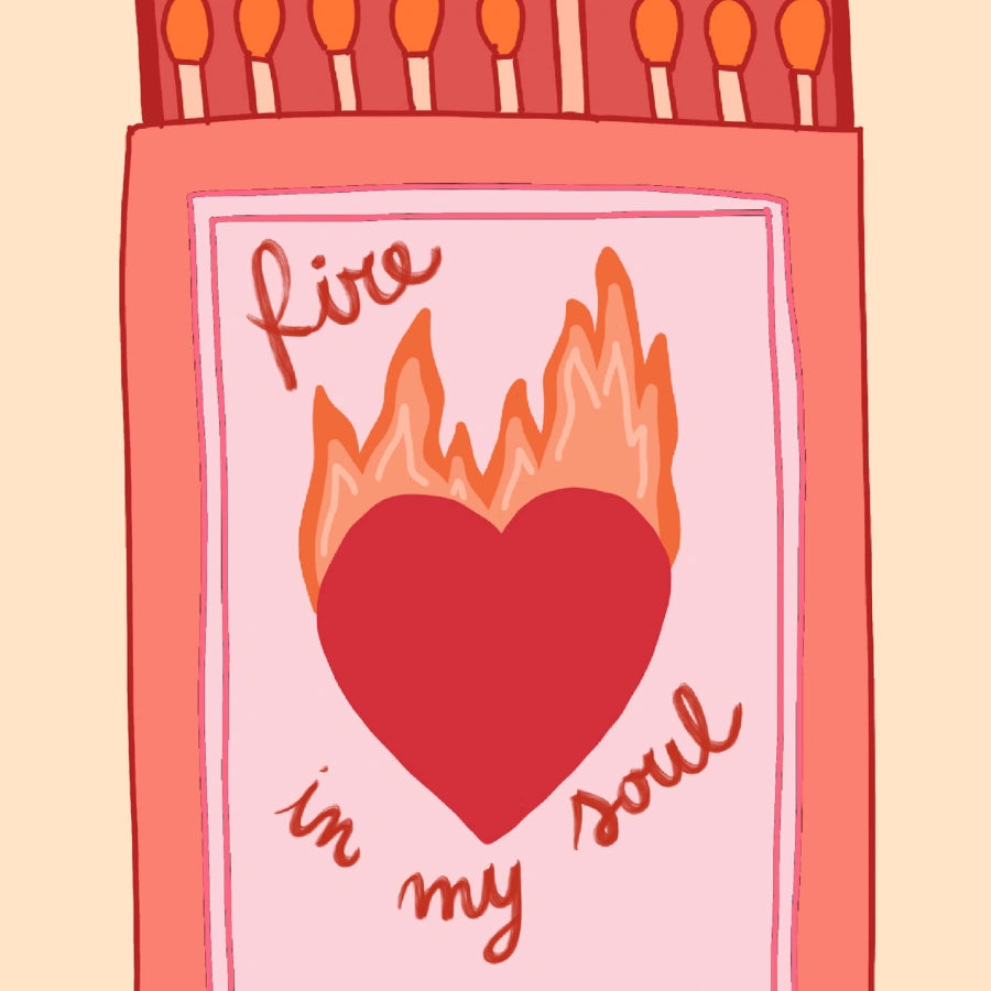 Arte murale cristiana "Fuoco nella mia anima" - Stampa audace della fede in una scatola di fiammiferi