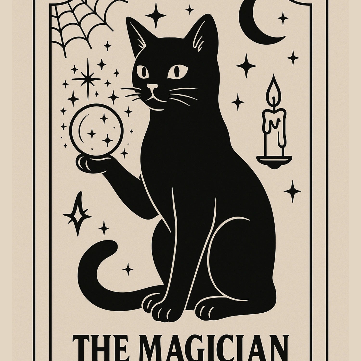 Stampa del gatto dei tarocchi del mago - Witchy Halloween