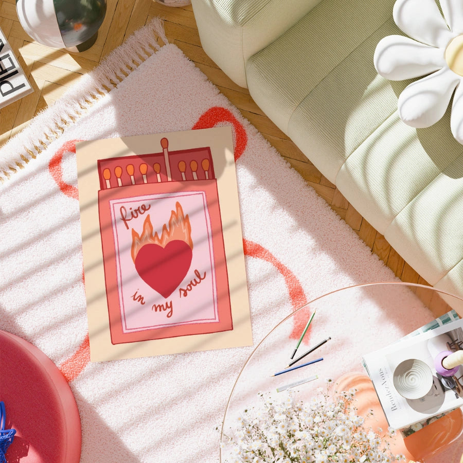 Arte murale cristiana "Fuoco nella mia anima" - Stampa audace della fede in una scatola di fiammiferi